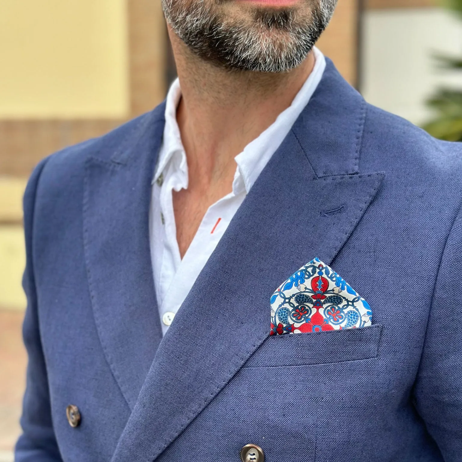Nebbiolo - Silk Pocket Square - Blue and Red sold by Elizabetta product image thumbnail 2