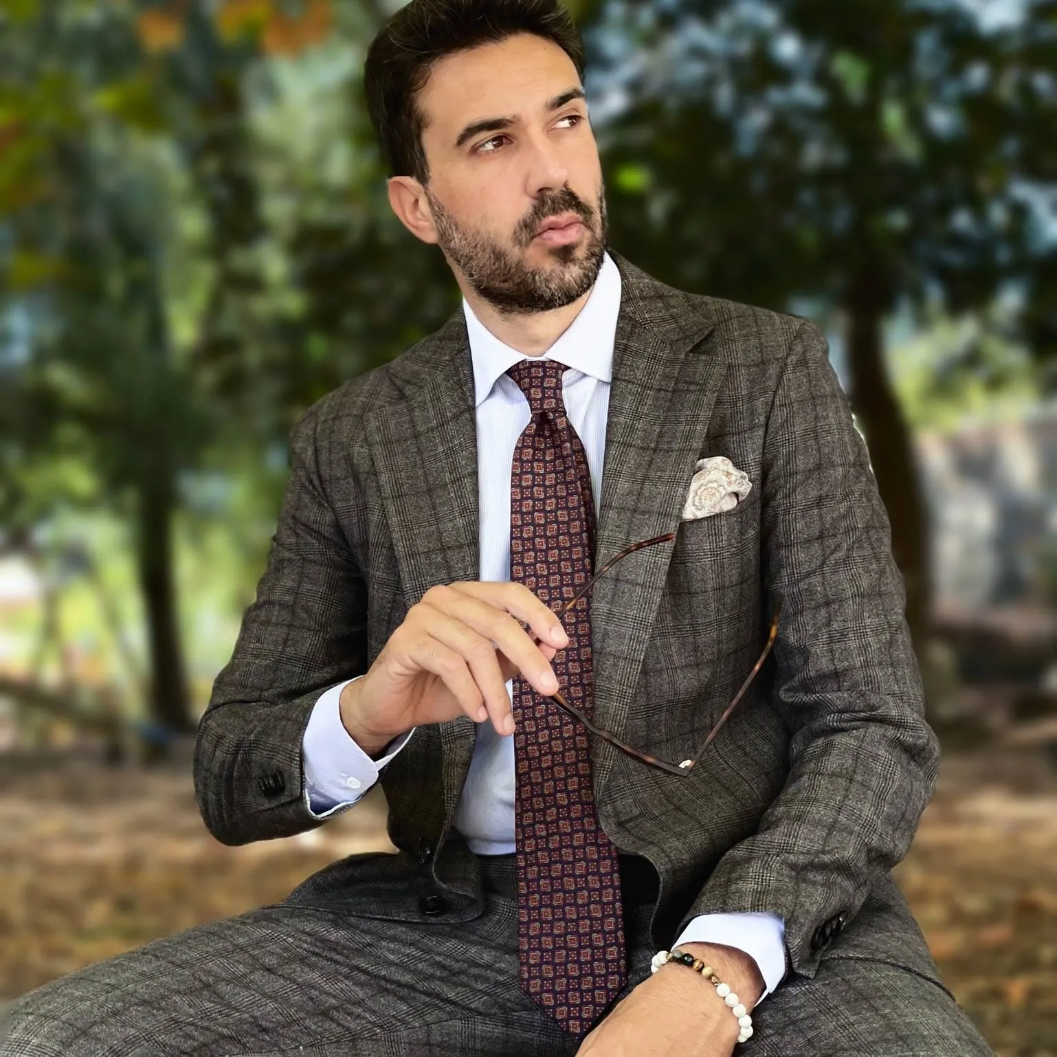 Parma - Printed Madder Silk Tie - Navy sold by Elizabetta product image thumbnail 2