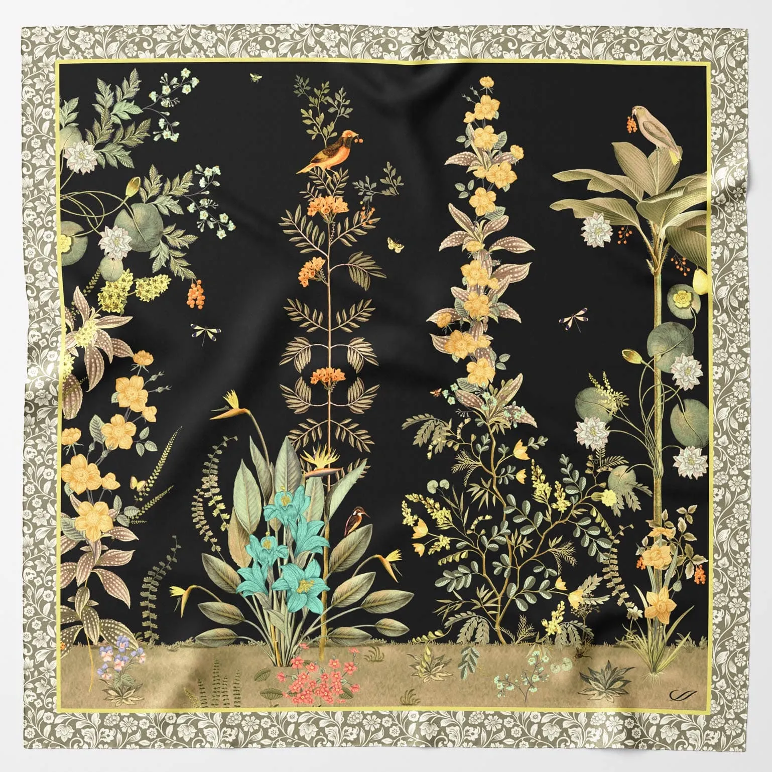 Fantasia - Silk Foulard - Black sold by Elizabetta
