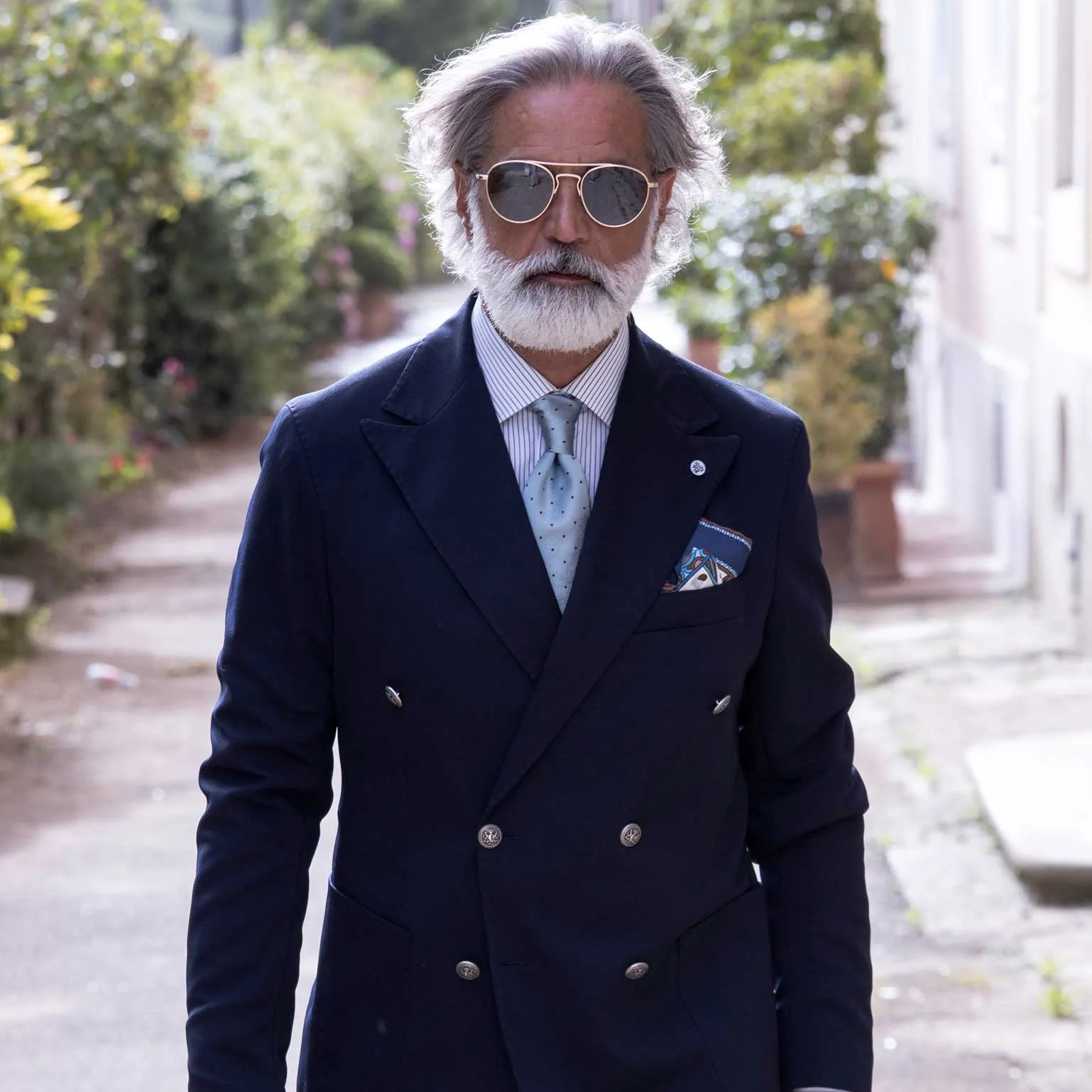 Martino - Silk Pocket Square - Blue sold by Elizabetta product image thumbnail 2