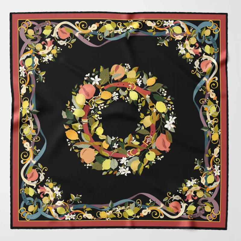 Anthea&nbsp;- Silk Foulard - Black sold by Elizabetta