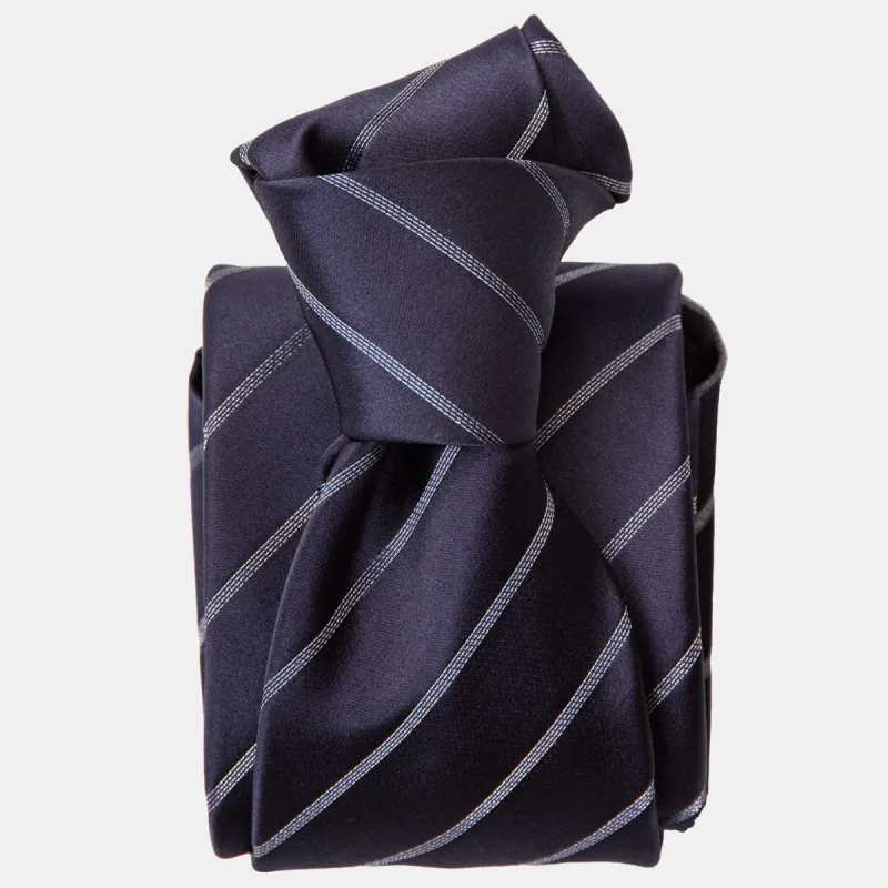 Esino - Silk Jacquard Tie - Midnight Blue and&nbsp;Silver made by Elizabetta