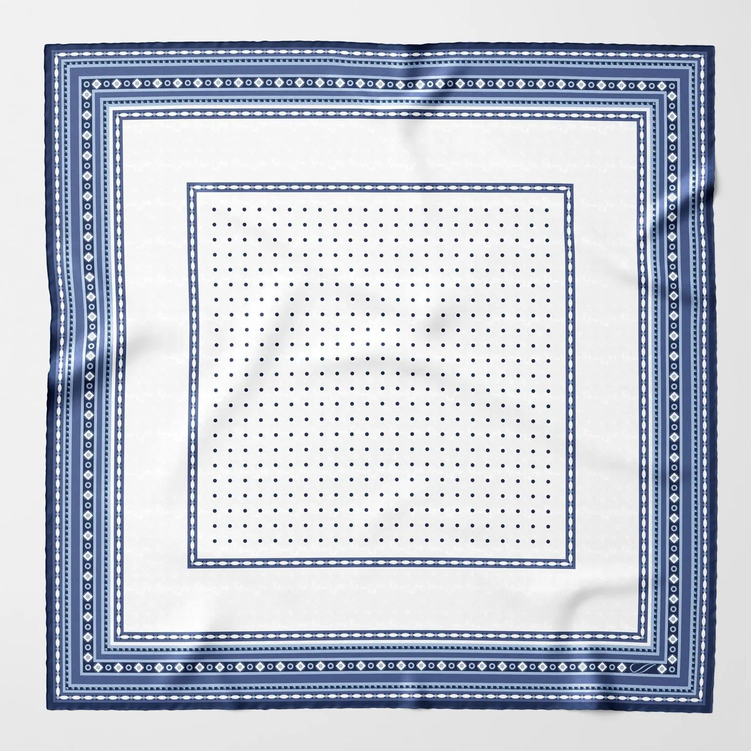 Verona - Silk Neckerchief - White & Blue sold by Elizabetta