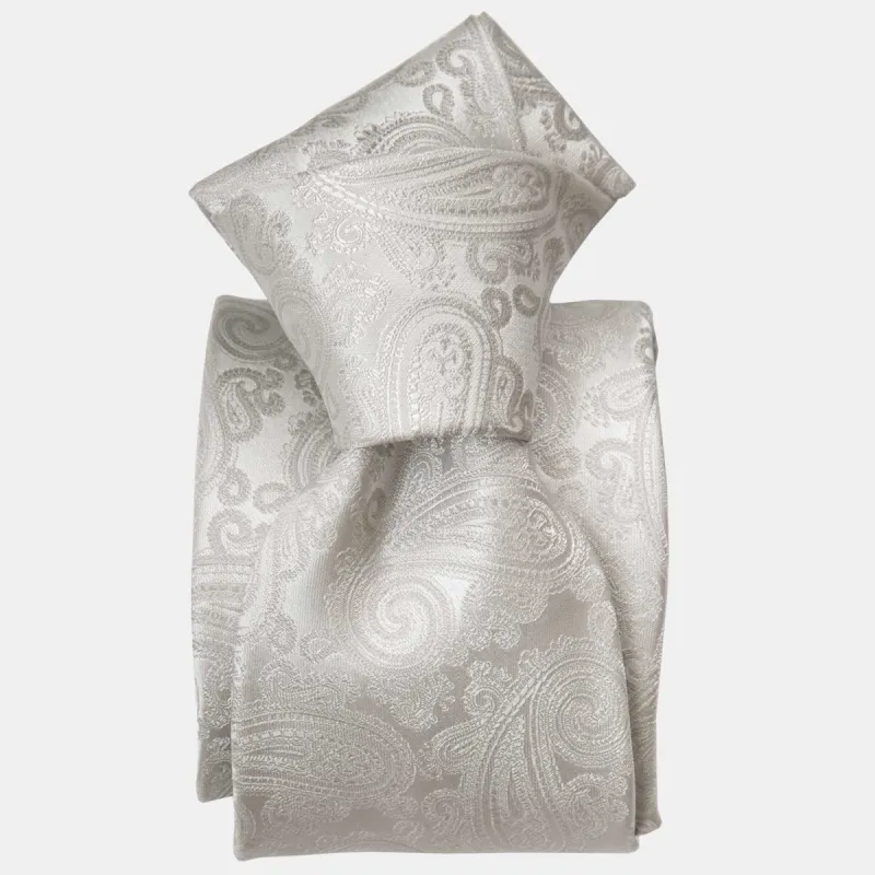 Soave - Silk Jacquard Tie - Silver Pearl sold by Elizabetta