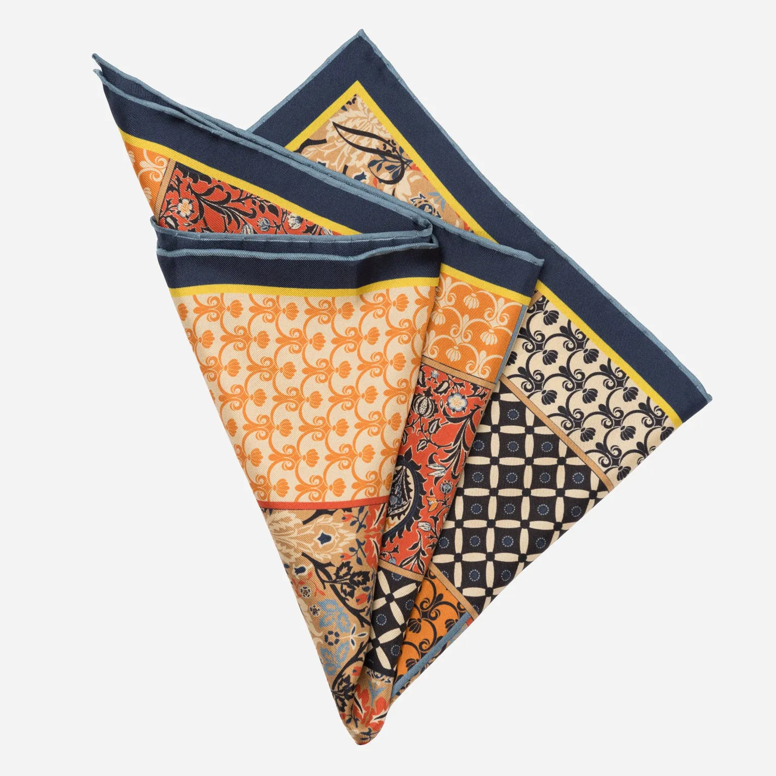 Portici - Silk Pocket Square - Orange & Blue sold by Elizabetta product image thumbnail 2