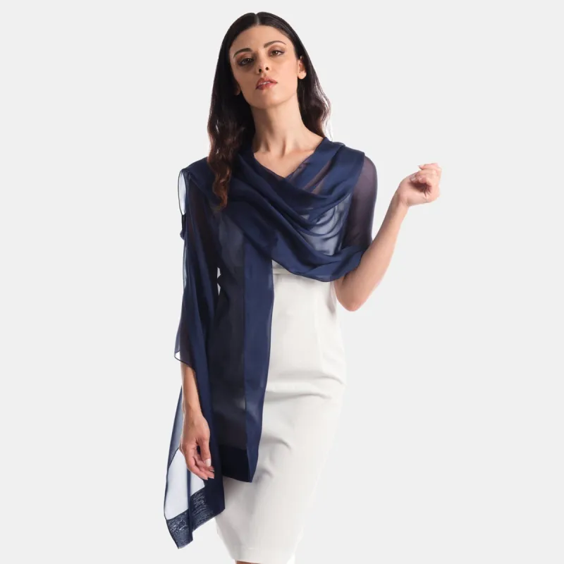 Carmen - Silk Scarf Shawl - Marine Navy sold by Elizabetta
