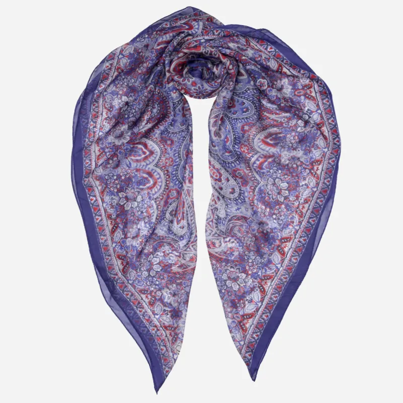 Helena - Silk Scarf Shawl - Red White and Blue sold by Elizabetta