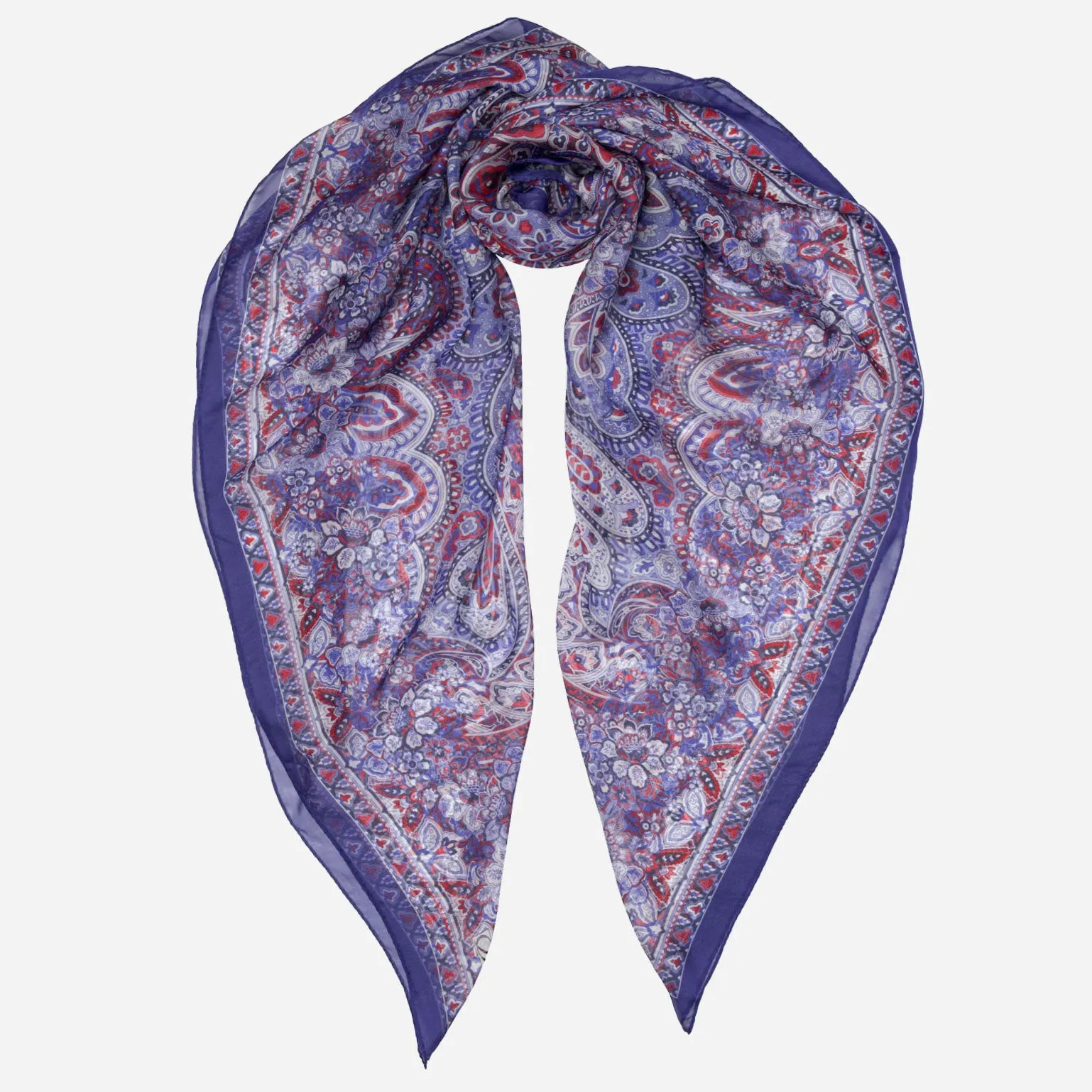 Helena - Silk Scarf Shawl - Red White and Blue sold by Elizabetta