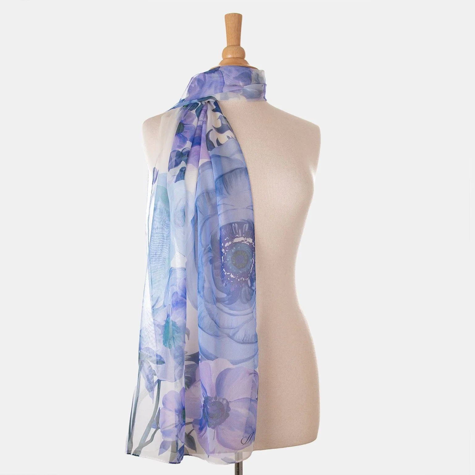 Campo de' Fiori - Long Silk Scarf - Blue sold by Elizabetta product image thumbnail 3