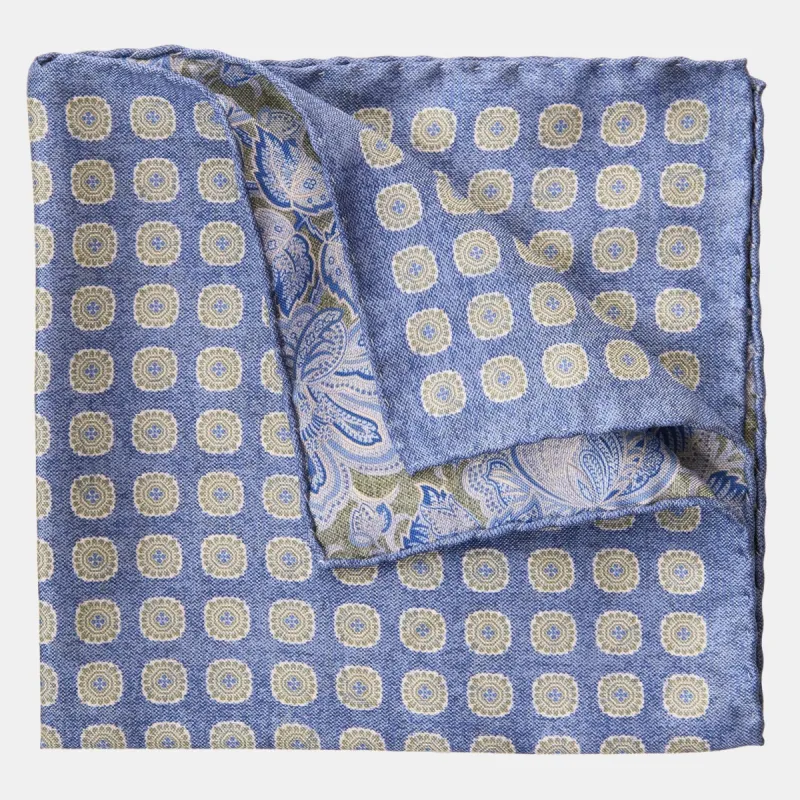 Assisi - Double Sided Silk Pocket Square - Sky Blue sold by Elizabetta