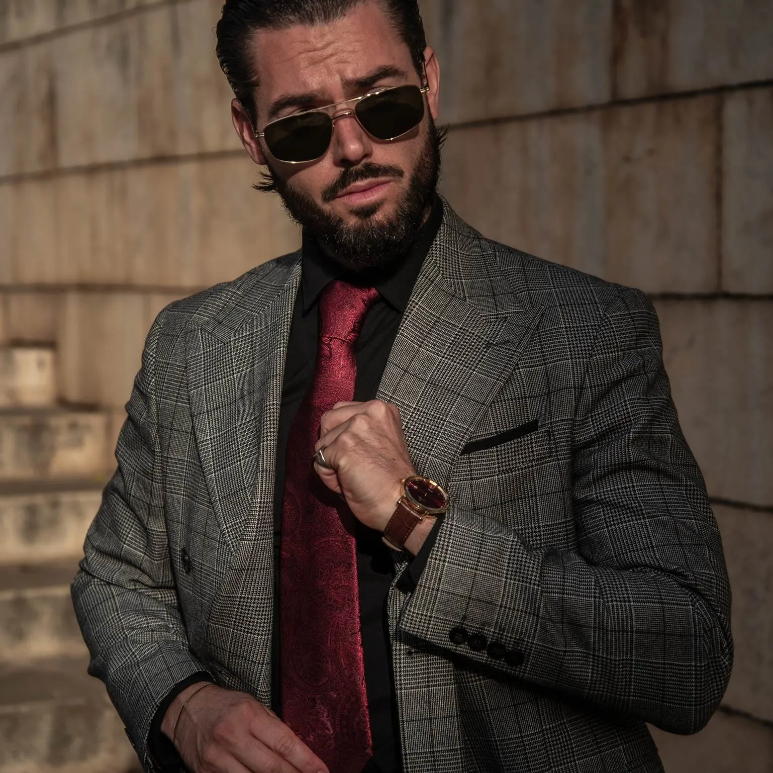 Vienna - Silk Jacquard Tie - Burgundy sold by Elizabetta product image thumbnail 2