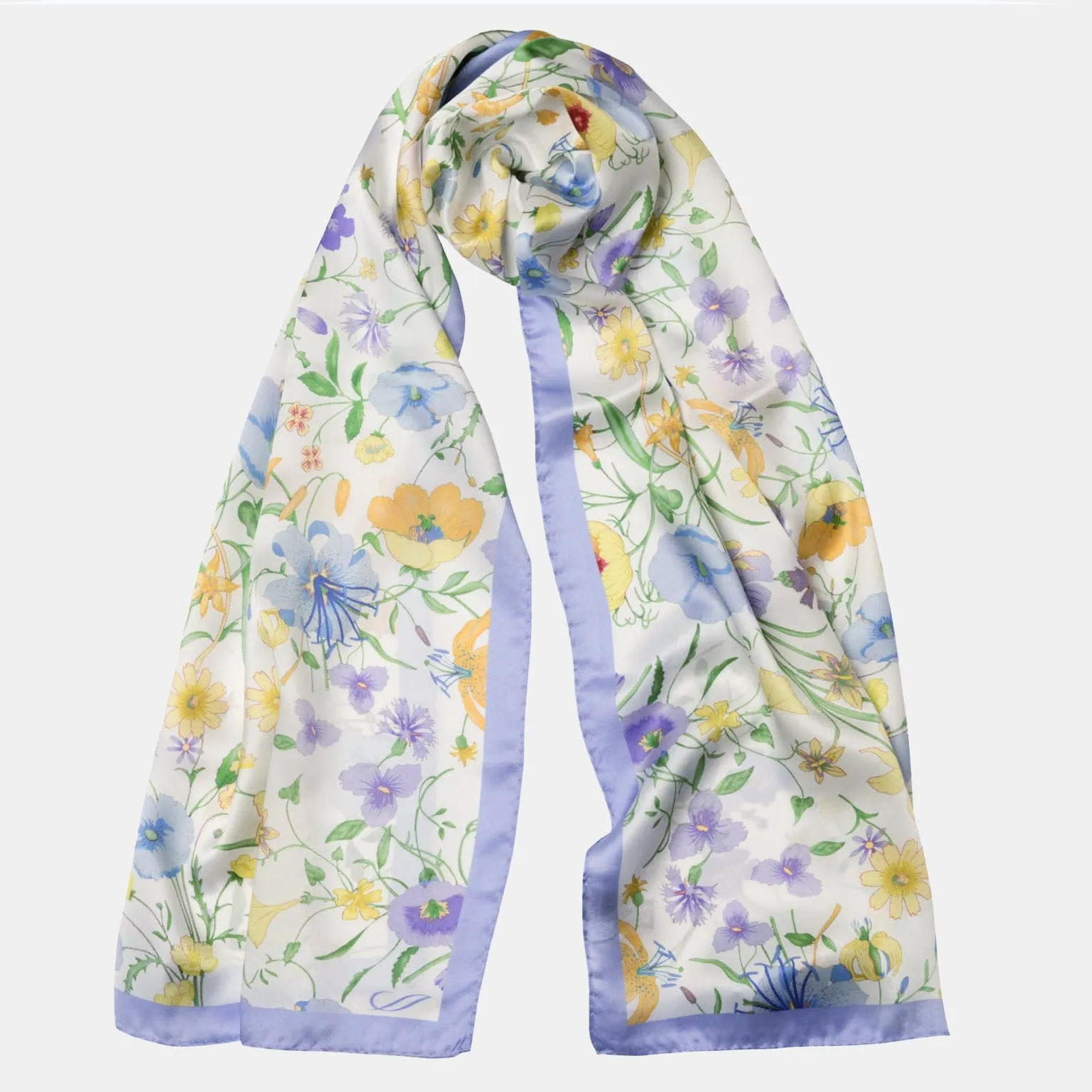 Primavera - Long Satin Silk Scarf - Periwinkle sold by Elizabetta product image thumbnail 2