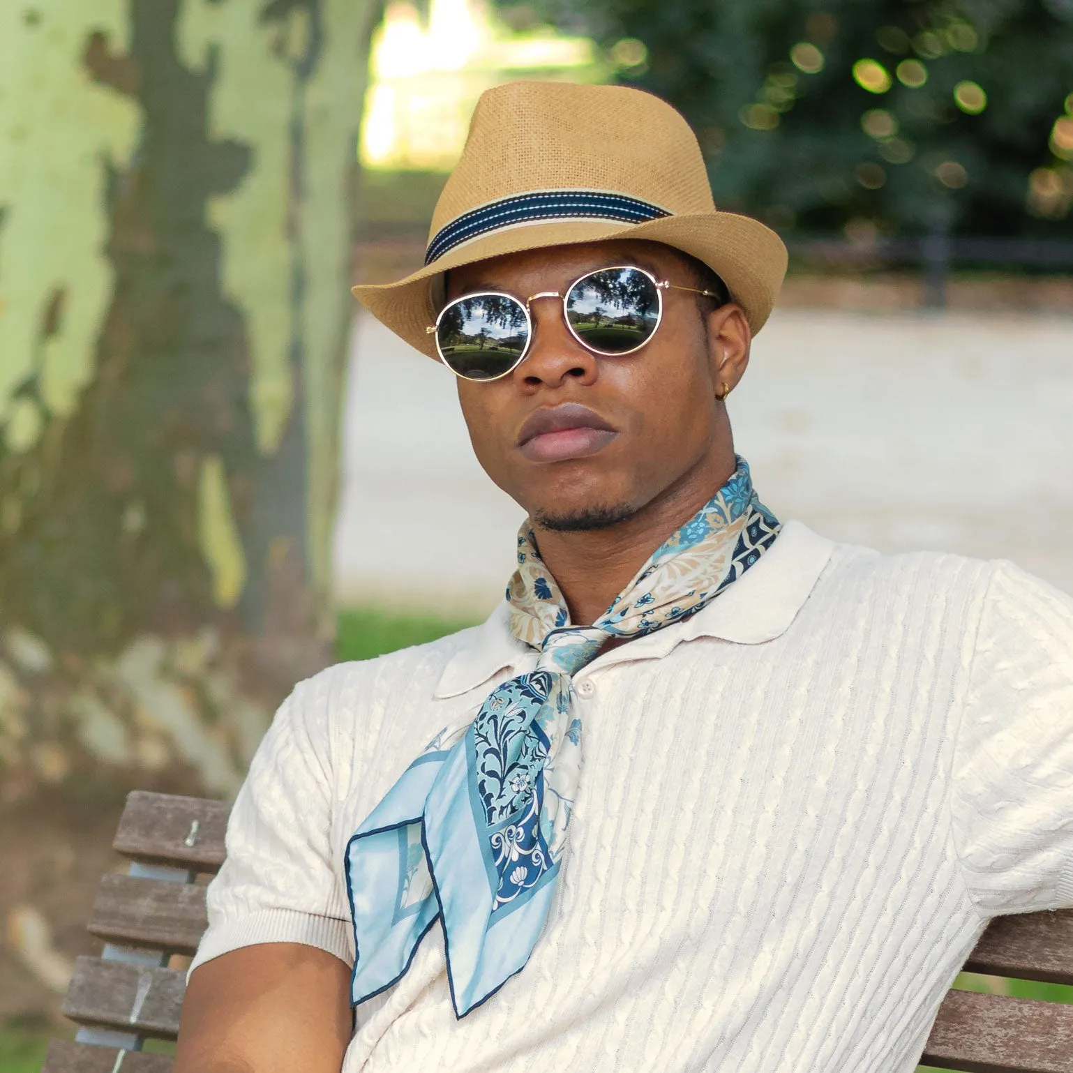 Napoli - Silk Neckerchief - Dusty Blue sold by Elizabetta product image thumbnail 2