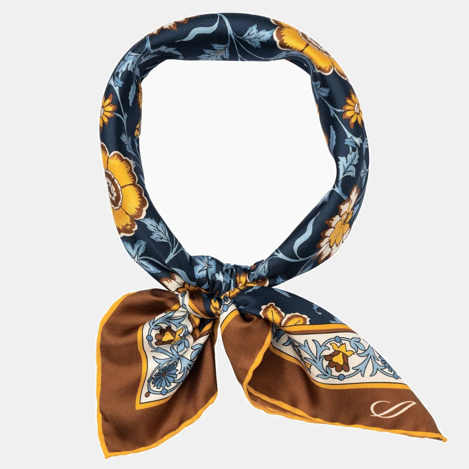 Carrara - Silk Neckerchief - Navy & Mustard sold by Elizabetta product image thumbnail 3