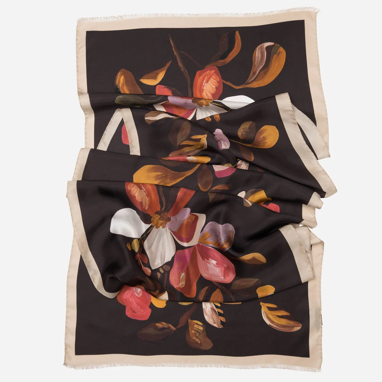 Eloisa - Long Silk Scarf- Dark Chocolate sold by Elizabetta product image thumbnail 2