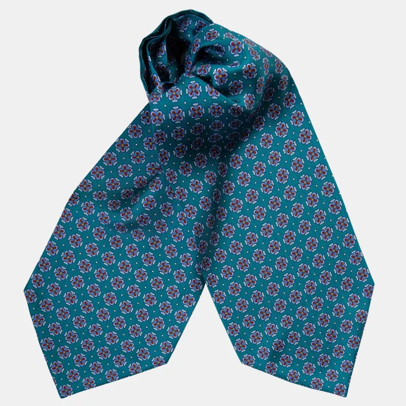 Amadeo - Silk Ascot Cravat Tie - Teal Green sold by Elizabetta