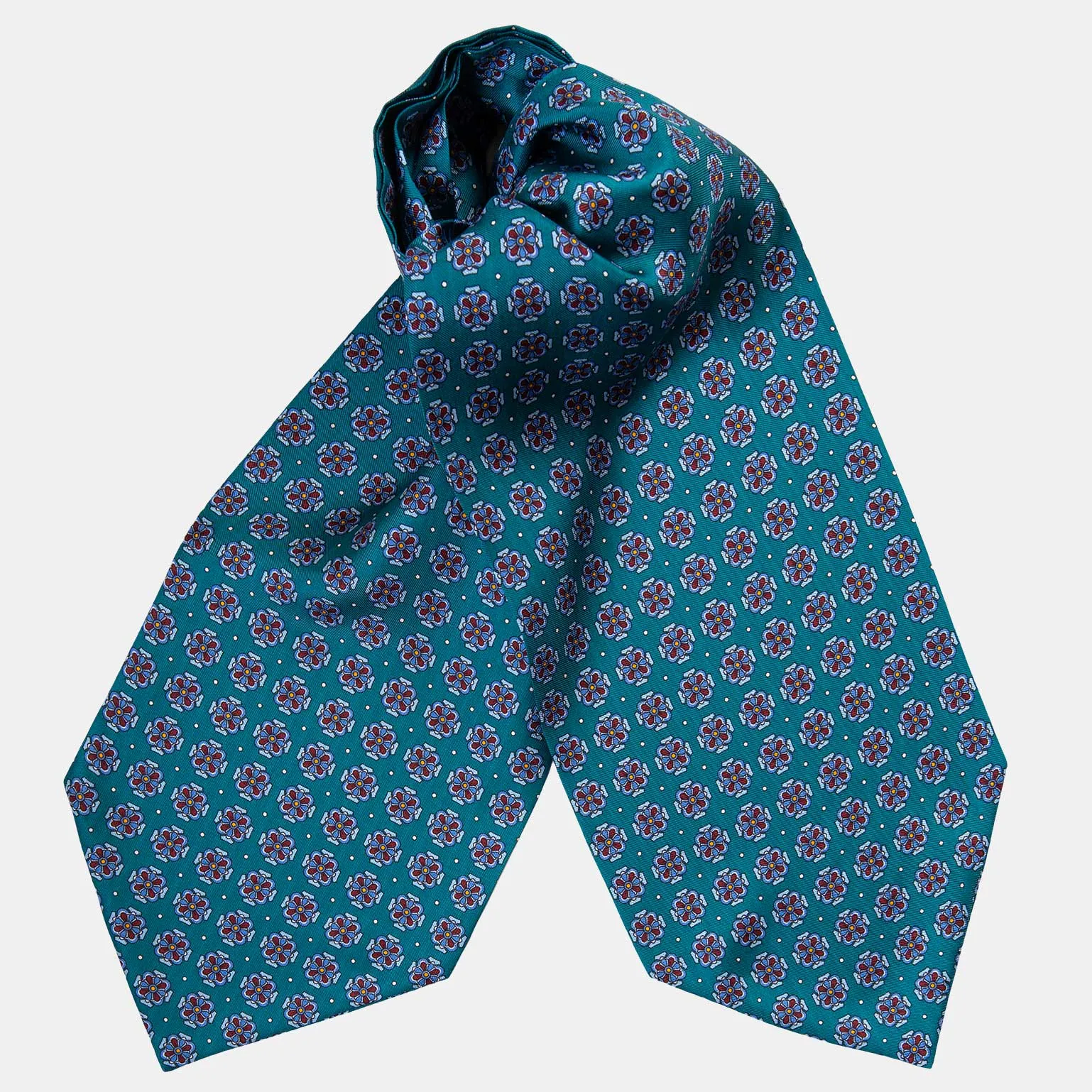 Amadeo - Silk Ascot Cravat Tie - Teal Green sold by Elizabetta