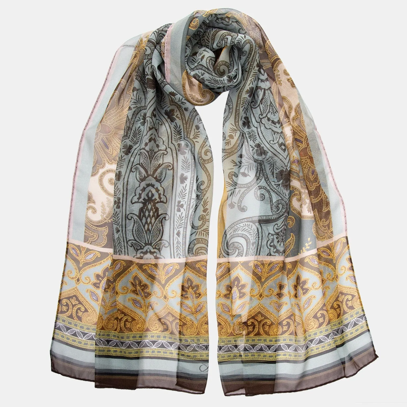 Layla - Long Sheer Silk Scarf - Misty Blue sold by Elizabetta product image thumbnail 2
