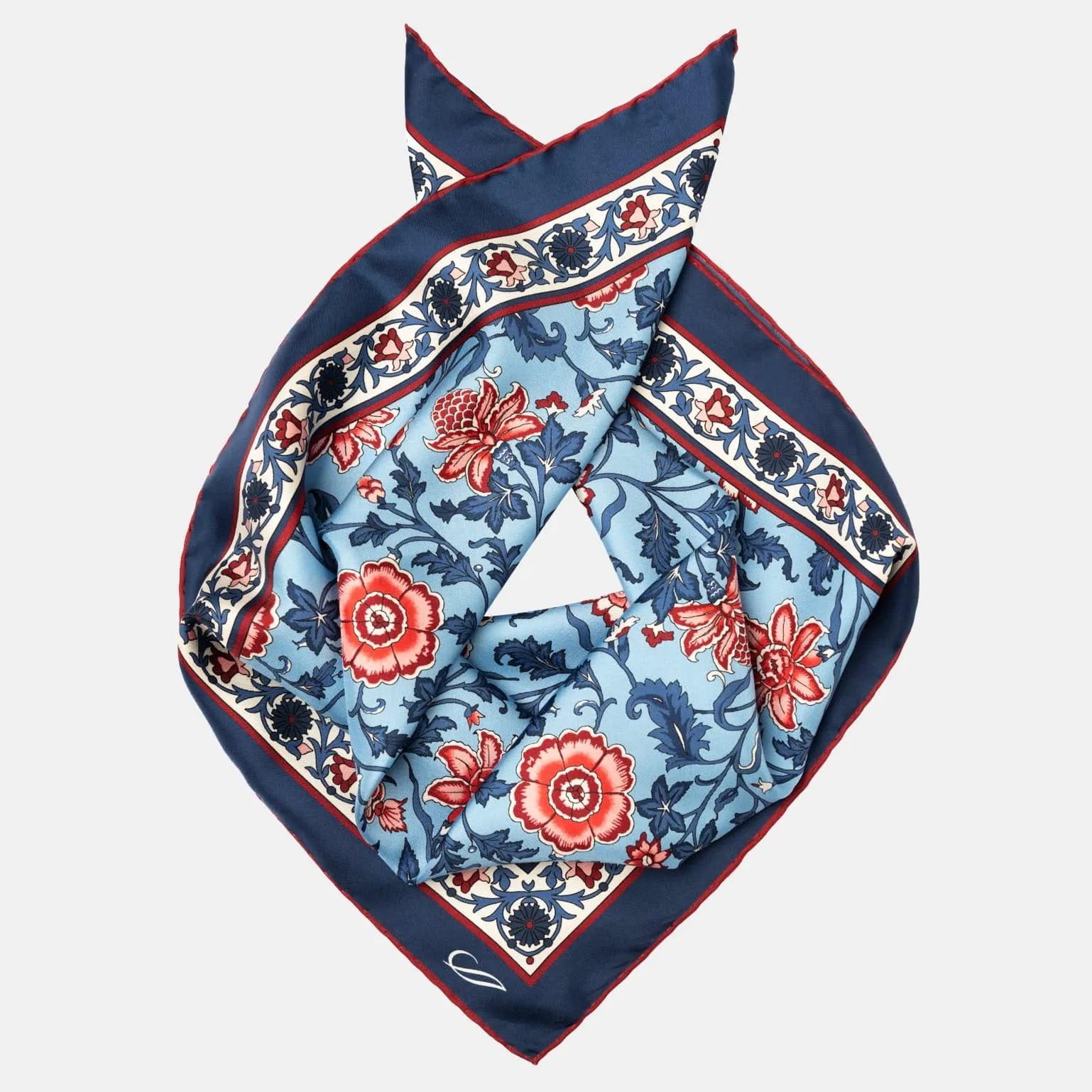 Carrara - Silk Neckerchief - Blue & Pink sold by Elizabetta product image thumbnail 3