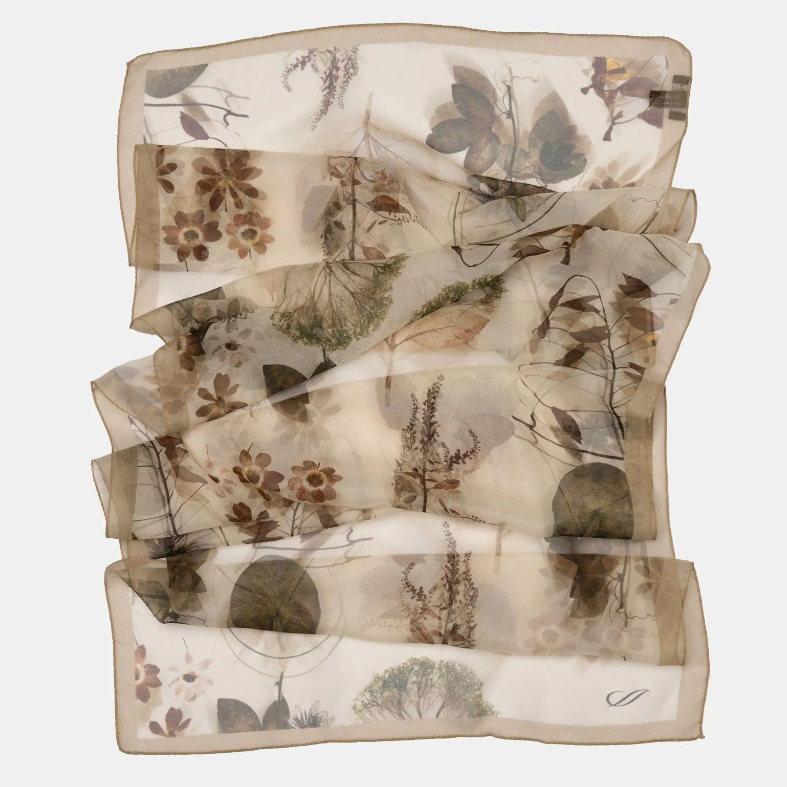 Botanica - Long Silk Scarf - Beige sold by Elizabetta product image thumbnail 3