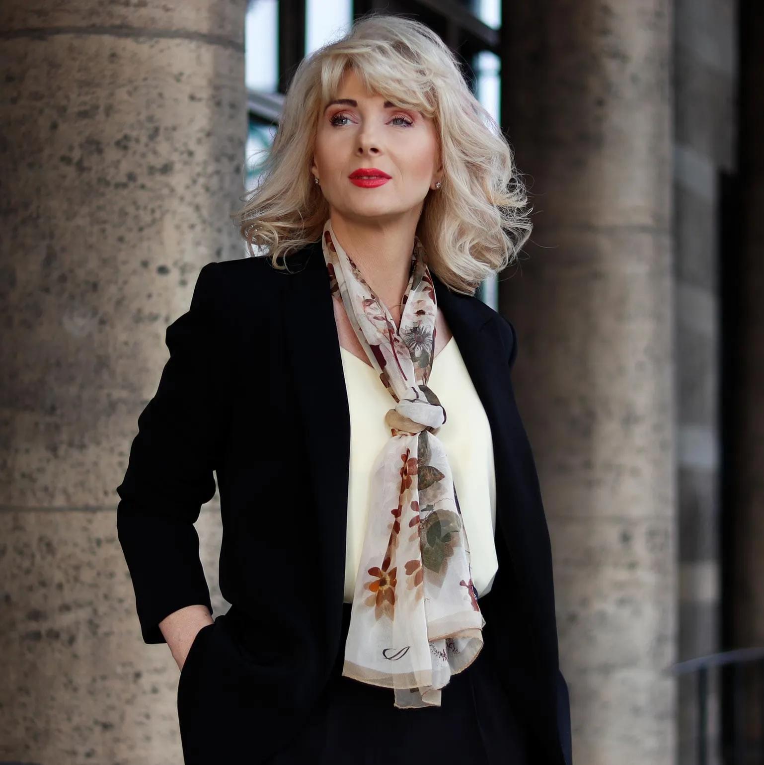 Botanica - Long Silk Scarf - Beige sold by Elizabetta