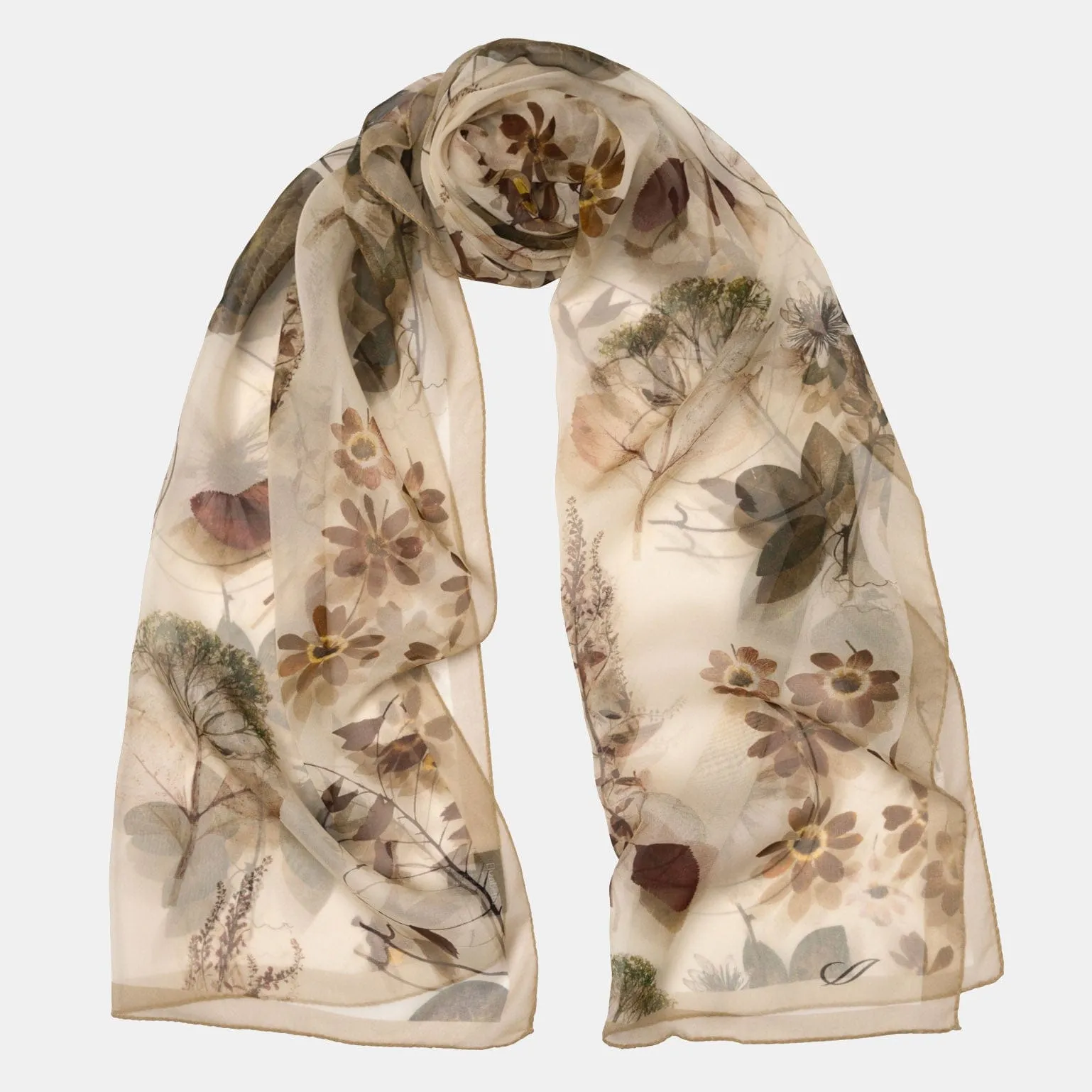 Botanica - Long Silk Scarf - Beige sold by Elizabetta product image thumbnail 2
