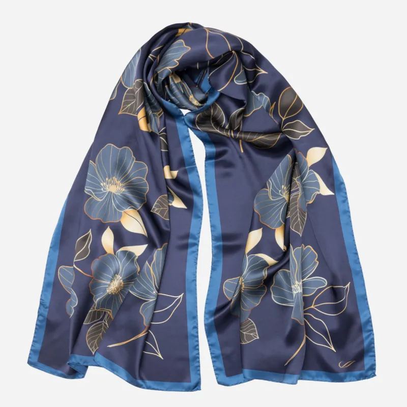 Laura - Silk Scarf Shawl - Navy sold by Elizabetta