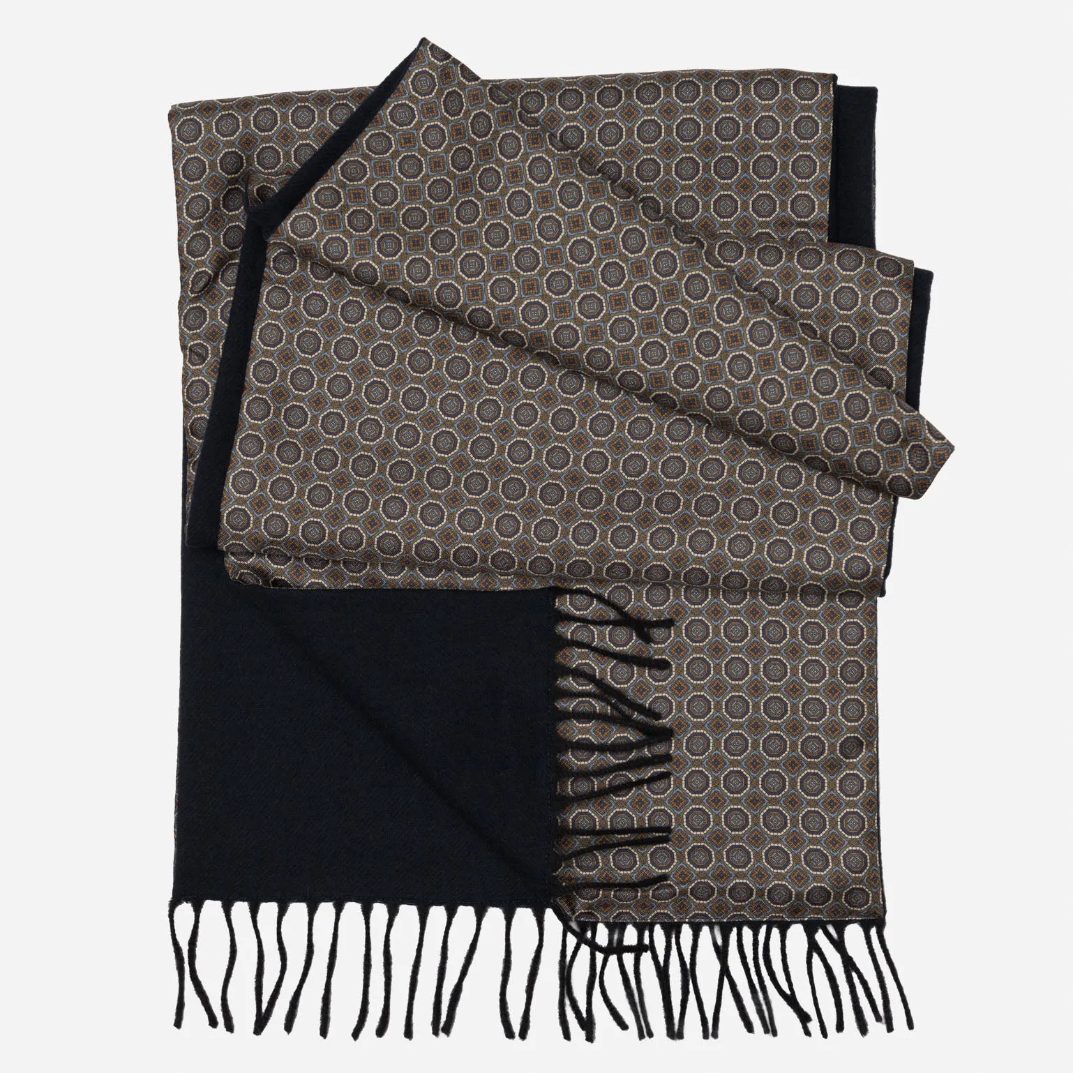 Trastevere - Wool Backed Silk Scarf - Sage and Rust sold by Elizabetta