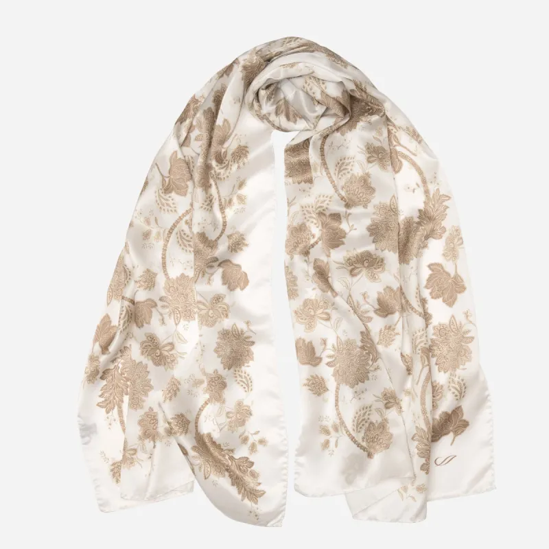 Esmeralda - Silk Scarf Shawl - Soft White & Gold sold by Elizabetta