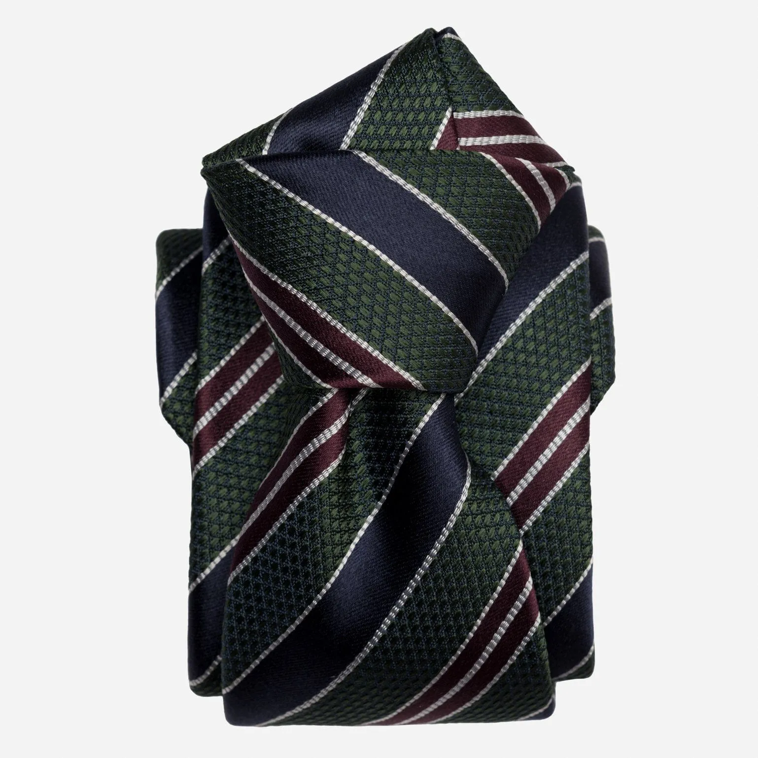 Vesuvio - Silk Jacquard Tie - Green and Navy sold by Elizabetta