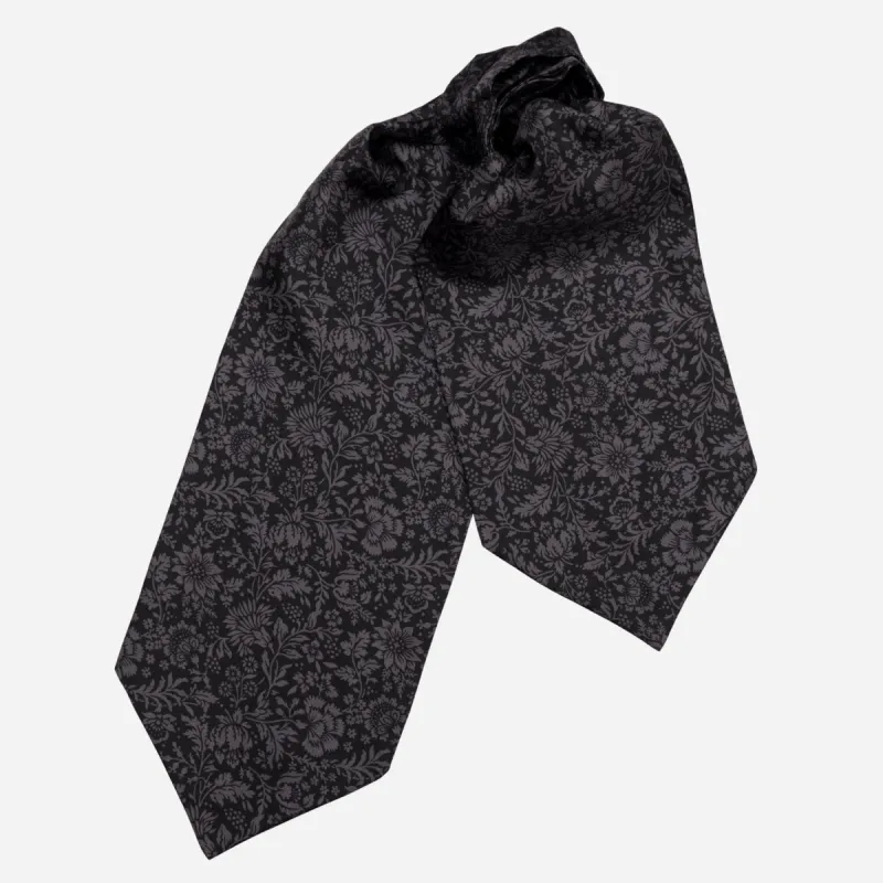 Porto Venere - Silk Ascot Cravat Tie - Black sold by Elizabetta