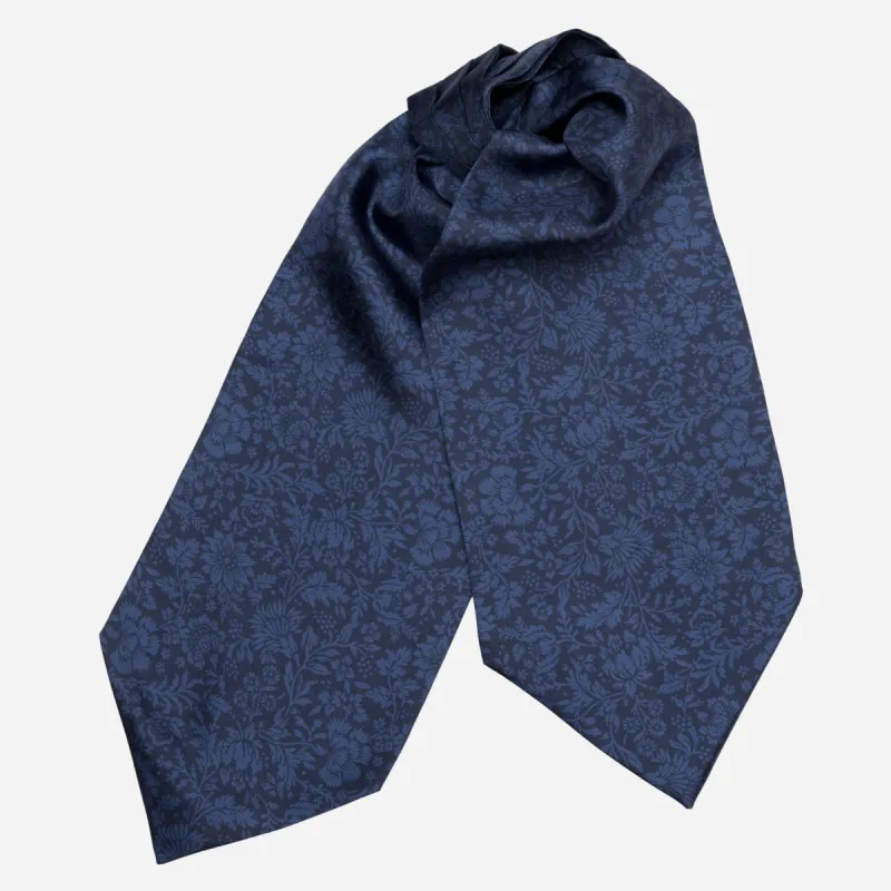 Porto Venere - Silk Ascot Cravat Tie - Midnight Blue sold by Elizabetta