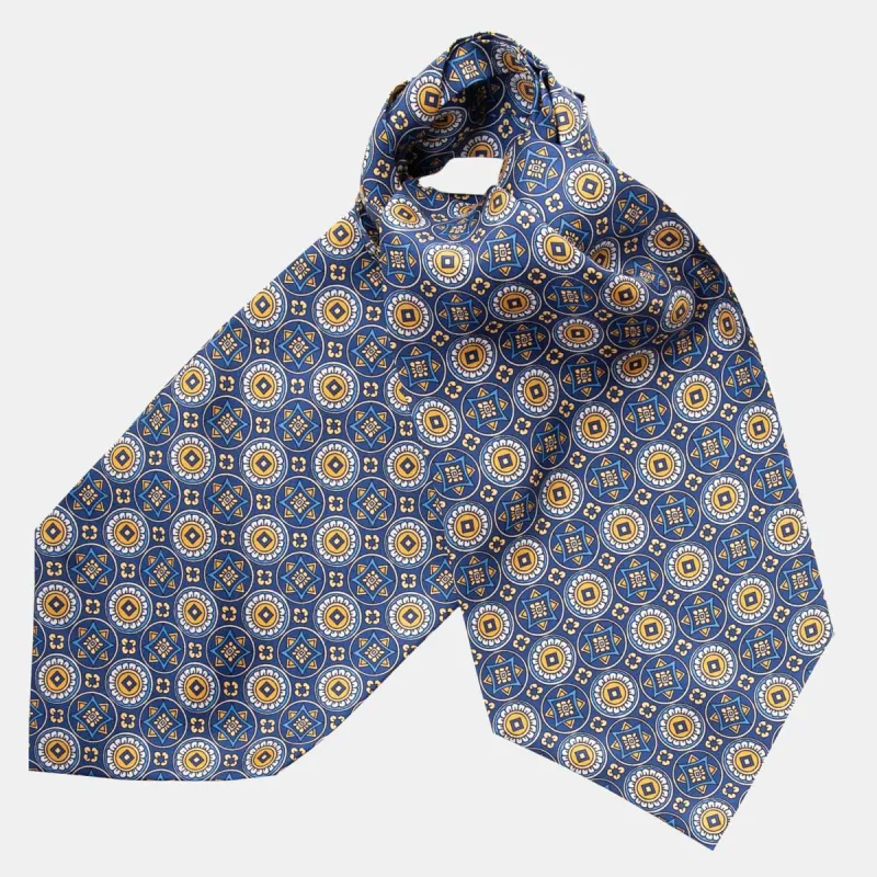 Diego - Silk Ascot Cravat Tie - Blue sold by Elizabetta
