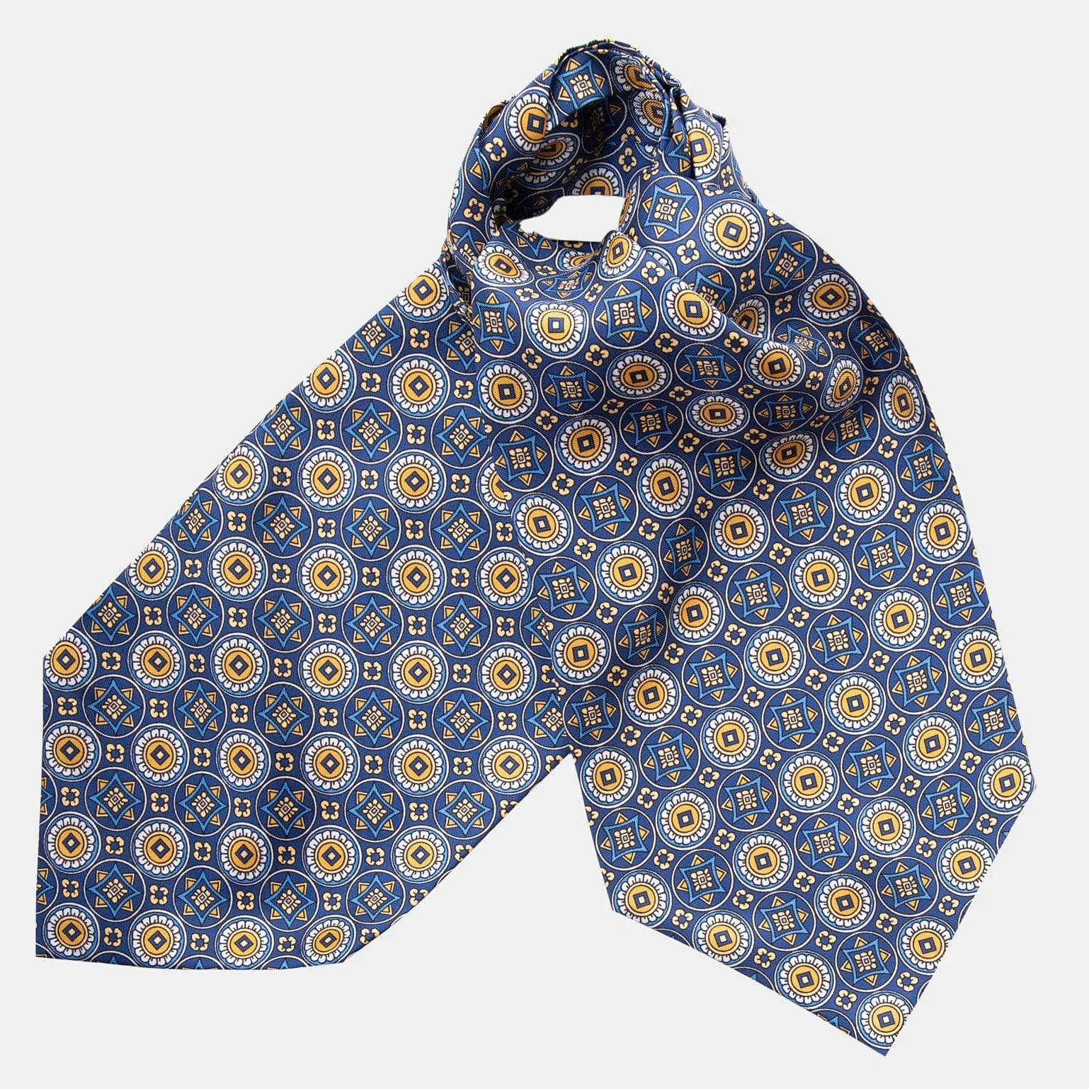 Diego - Silk Ascot Cravat Tie - Blue sold by Elizabetta