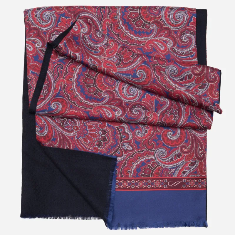 Sorrento - Wool Backed Silk Scarf - Red & Blue sold by Elizabetta