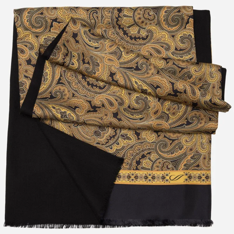 Sorrento - Wool Backed Silk Scarf - Gold & Black sold by Elizabetta