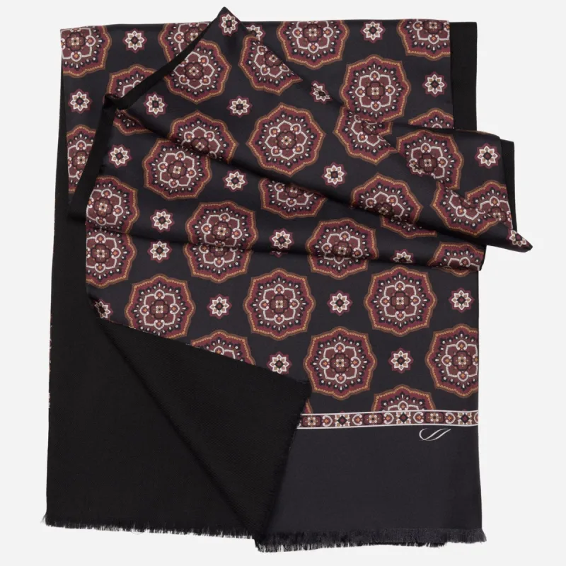 Jove - Wool Backed Silk Scarf - Black & Burgundy sold by Elizabetta