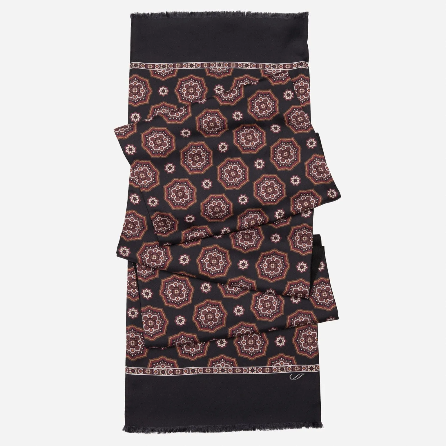 Jove - Wool Backed Silk Scarf - Black & Burgundy sold by Elizabetta product image thumbnail 2