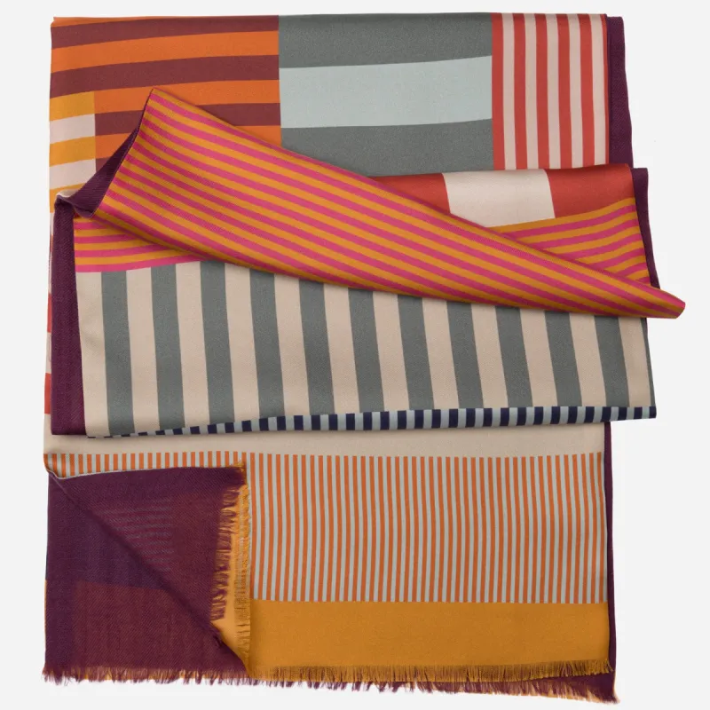 Positano - Wool Backed Silk Scarf - Raspberry sold by Elizabetta