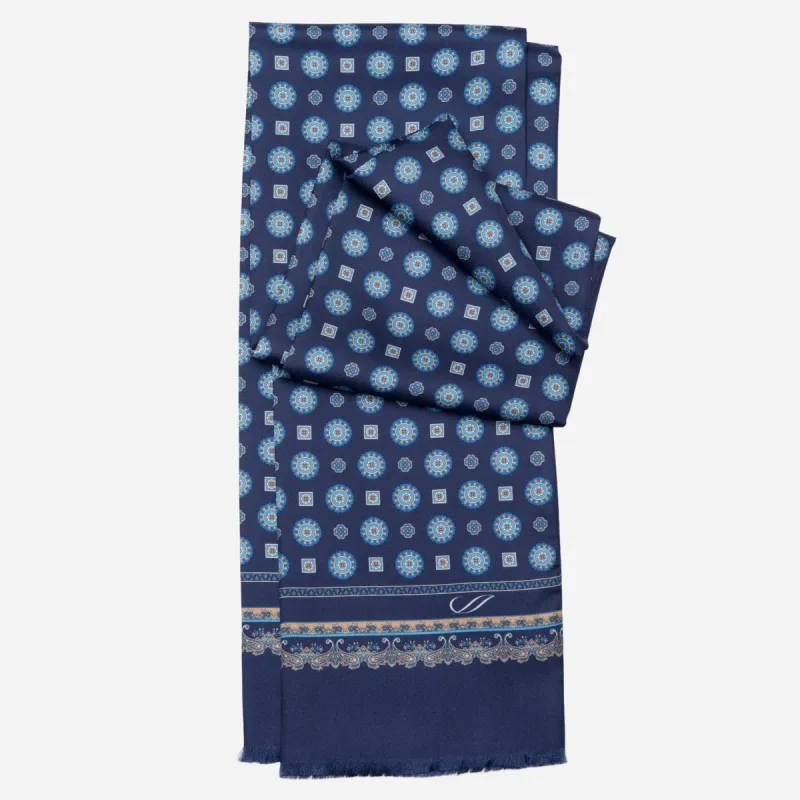 Botticelli - Slim Silk Scarf - Blue made by Elizabetta