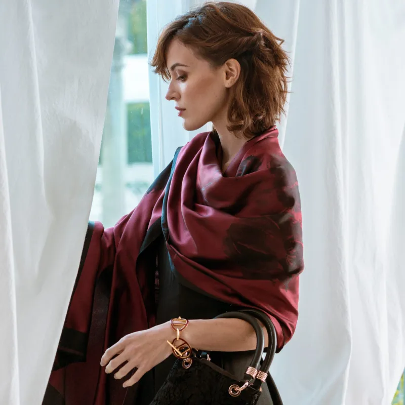Fortuna - Silk Scarf Shawl - Ruby Red sold by Elizabetta
