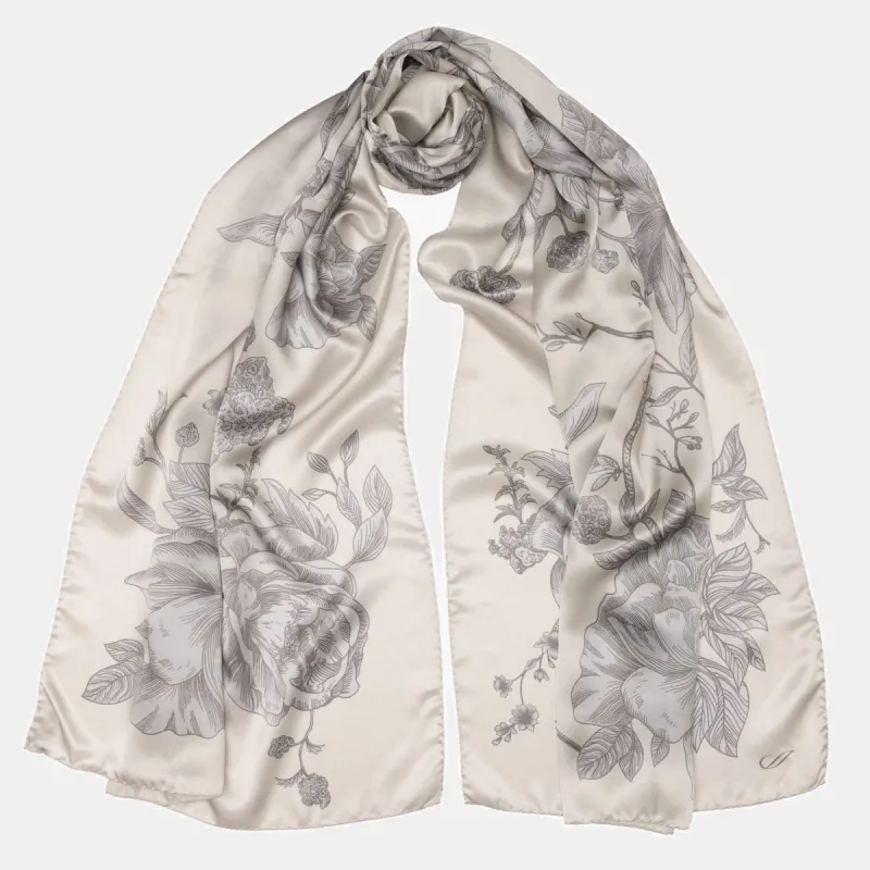 Isabella - Silk Scarf Shawl - Pearl Grey sold by Elizabetta