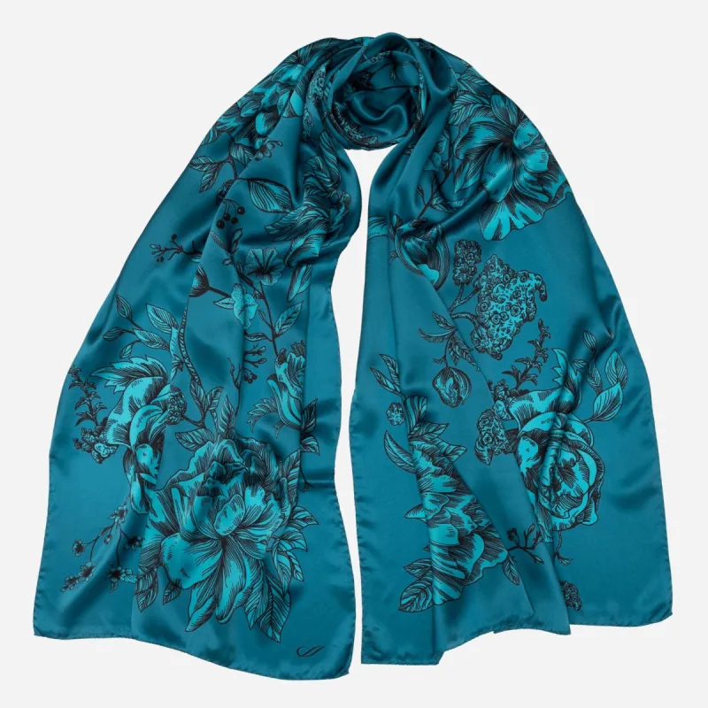 Isabella - Silk Scarf Shawl - Peacock Blue sold by Elizabetta