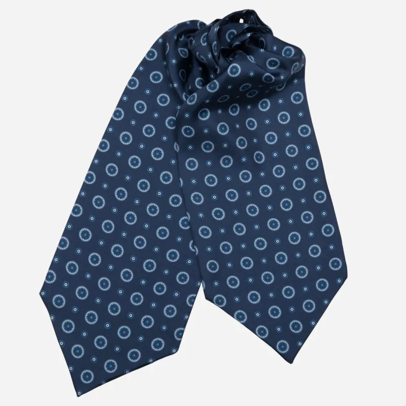 Burano - Silk Ascot Cravat Tie - Blue sold by Elizabetta