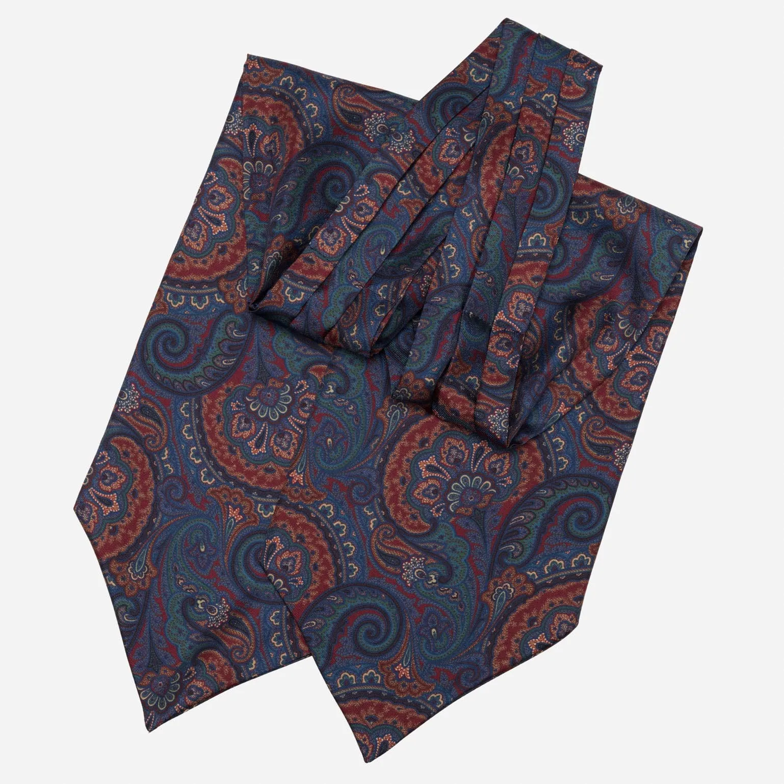Bugatti - Silk Ascot Cravat Tie - Burgundy & Blue sold by Elizabetta product image thumbnail 3