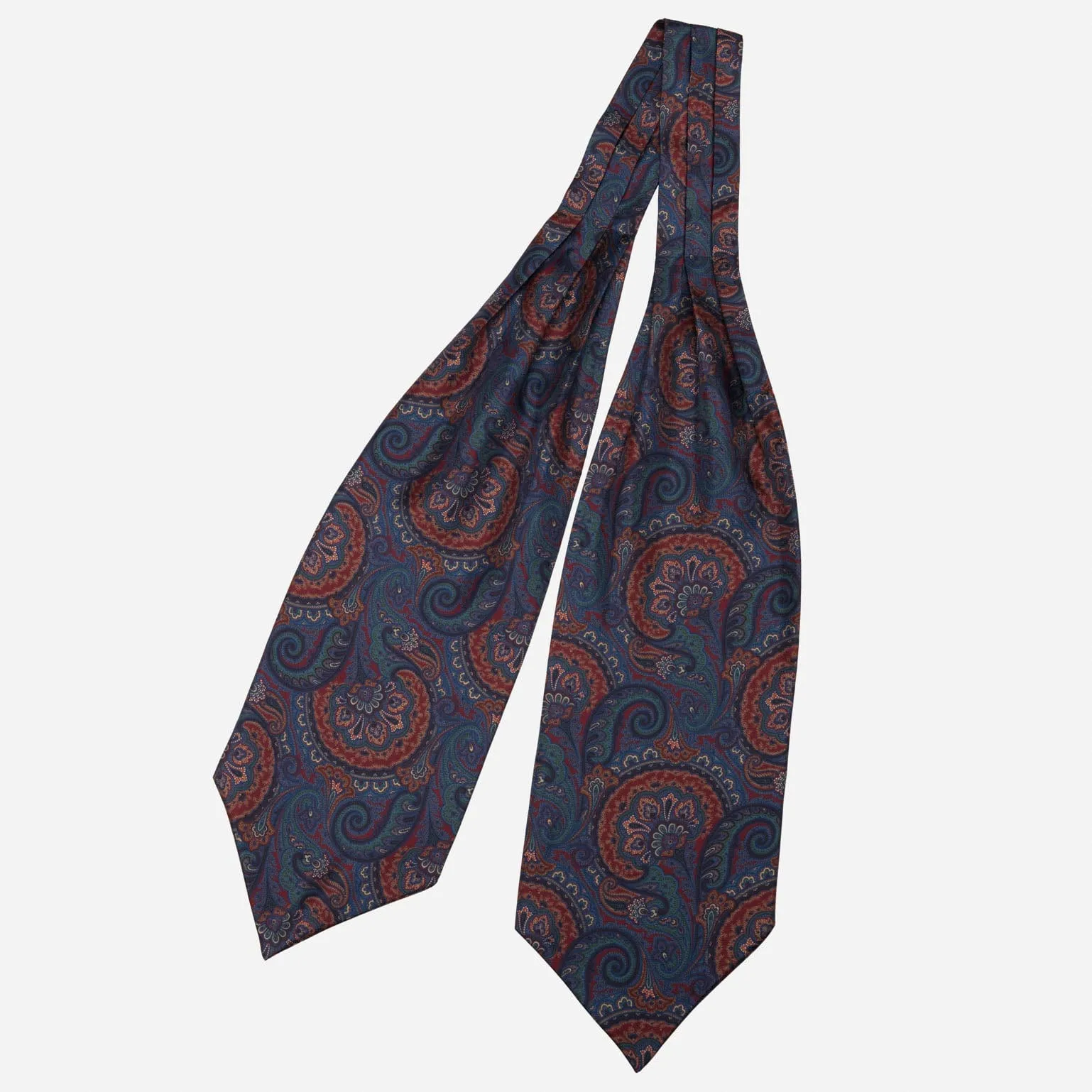 Bugatti - Silk Ascot Cravat Tie - Burgundy & Blue sold by Elizabetta product image thumbnail 2