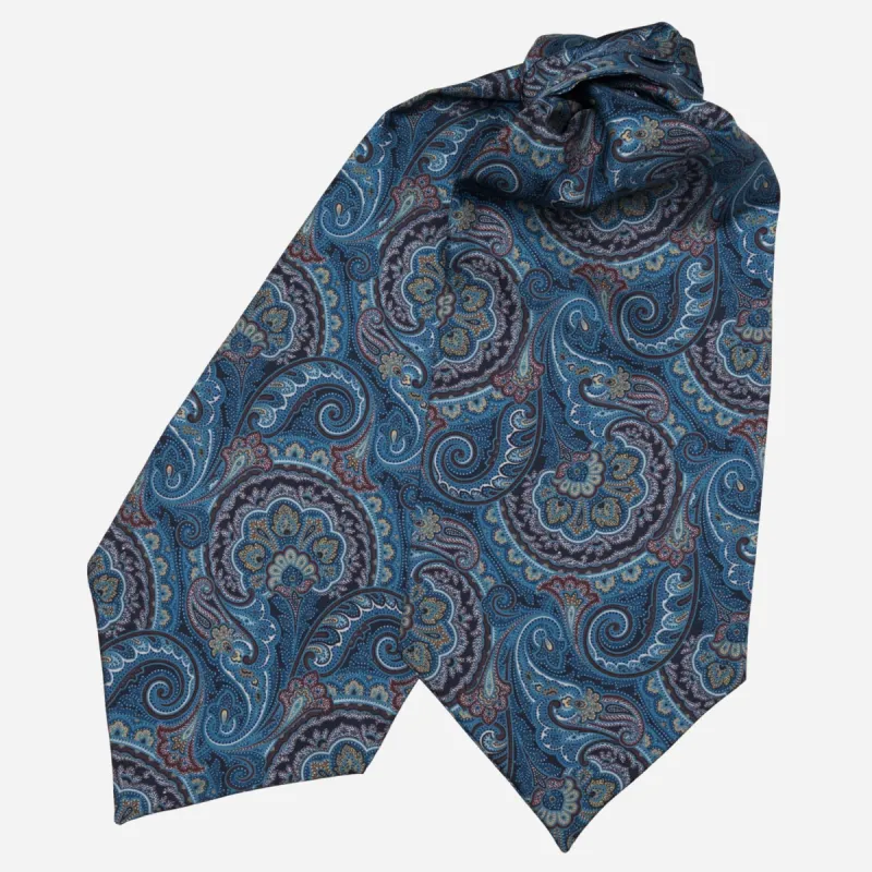 Bugatti - Silk Ascot Cravat Tie - Blue sold by Elizabetta