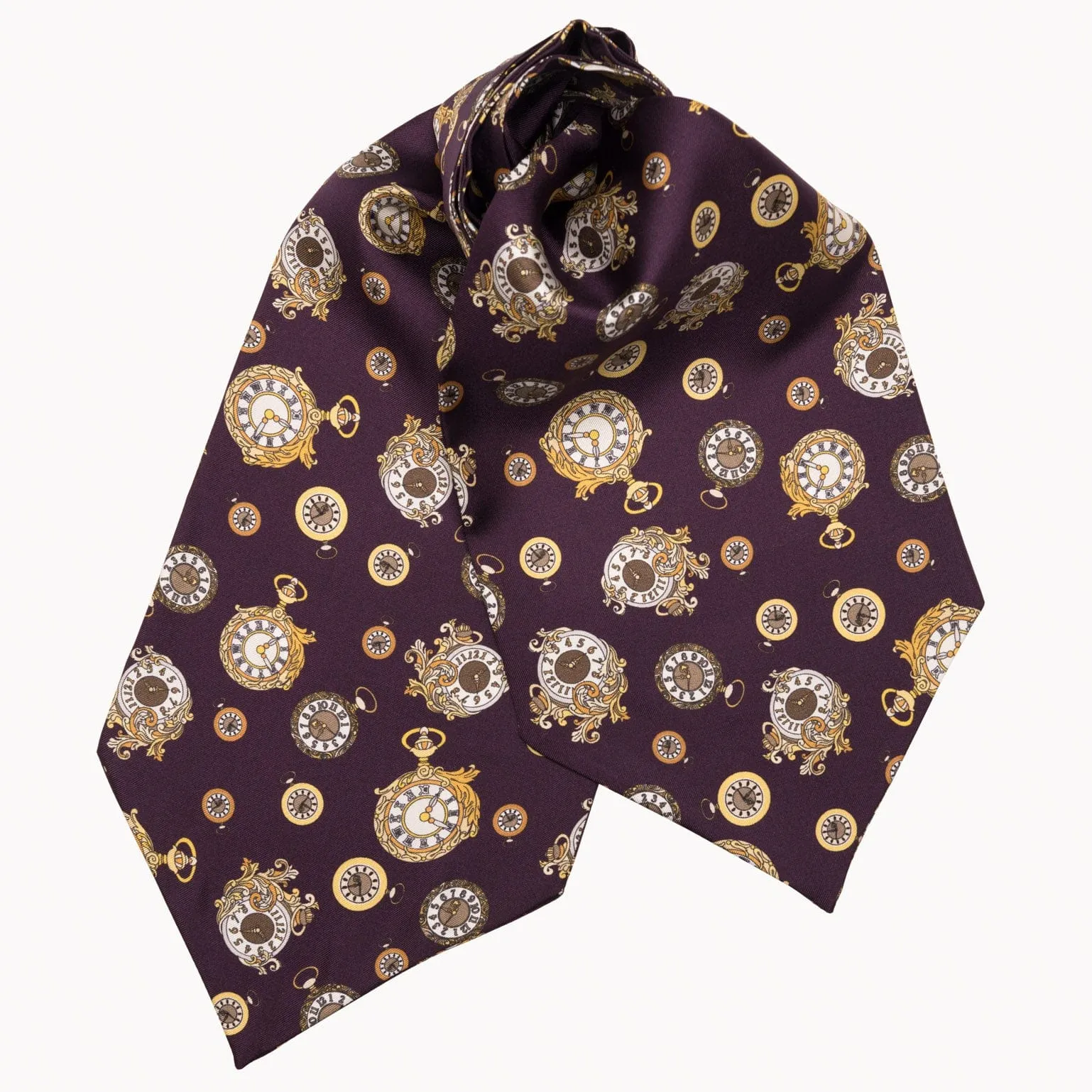 Gilded Keeper - Silk Ascot Cravat Tie - Plum sold by Elizabetta
