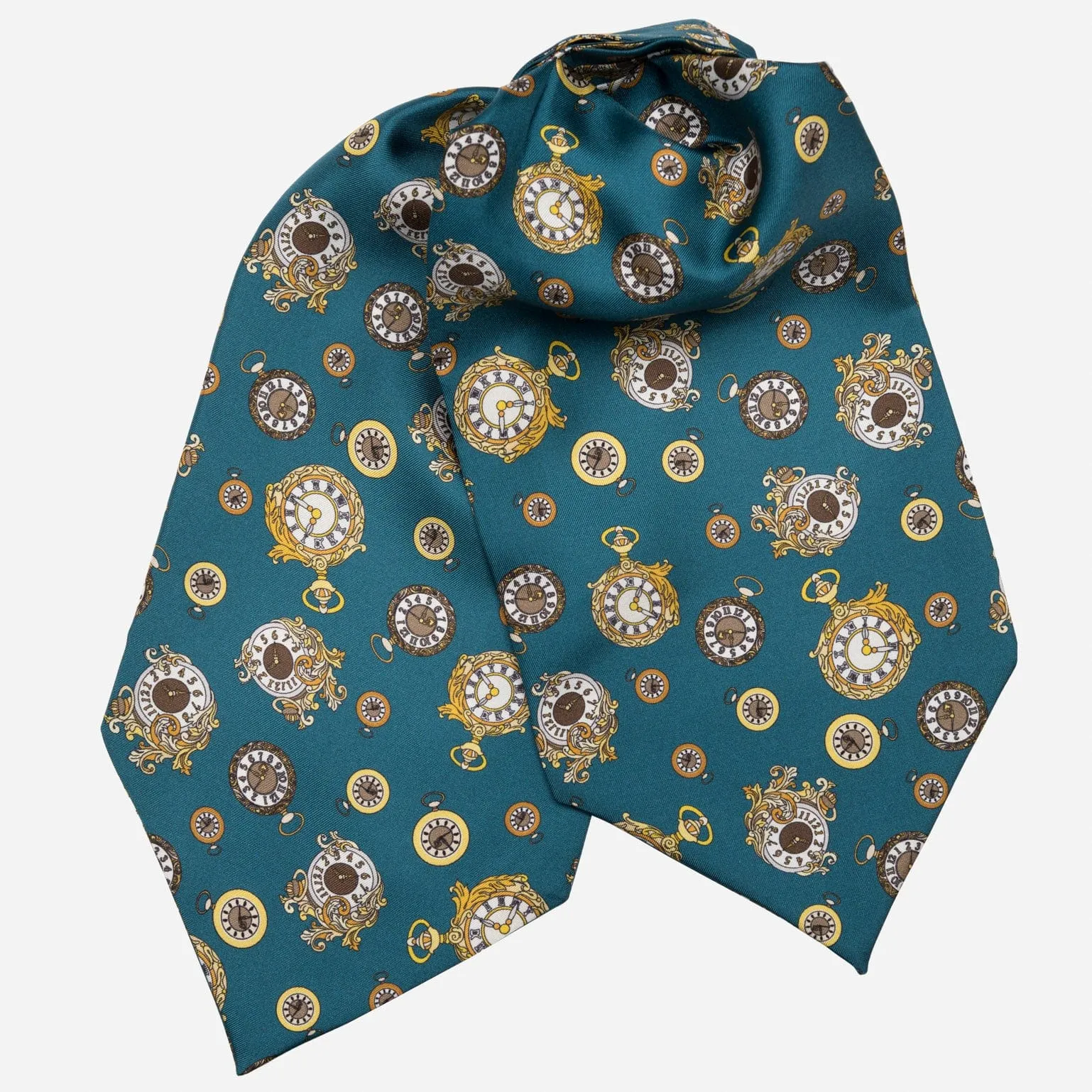 Gilded Keeper - Silk Ascot Cravat Tie - Petrol Blue sold by Elizabetta