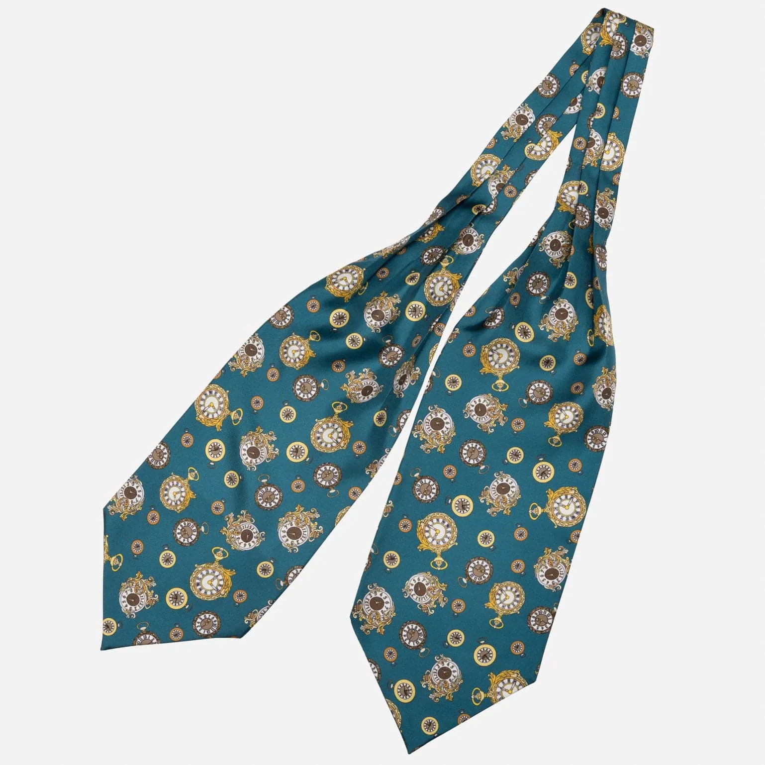 Gilded Keeper - Silk Ascot Cravat Tie - Petrol Blue sold by Elizabetta product image thumbnail 2